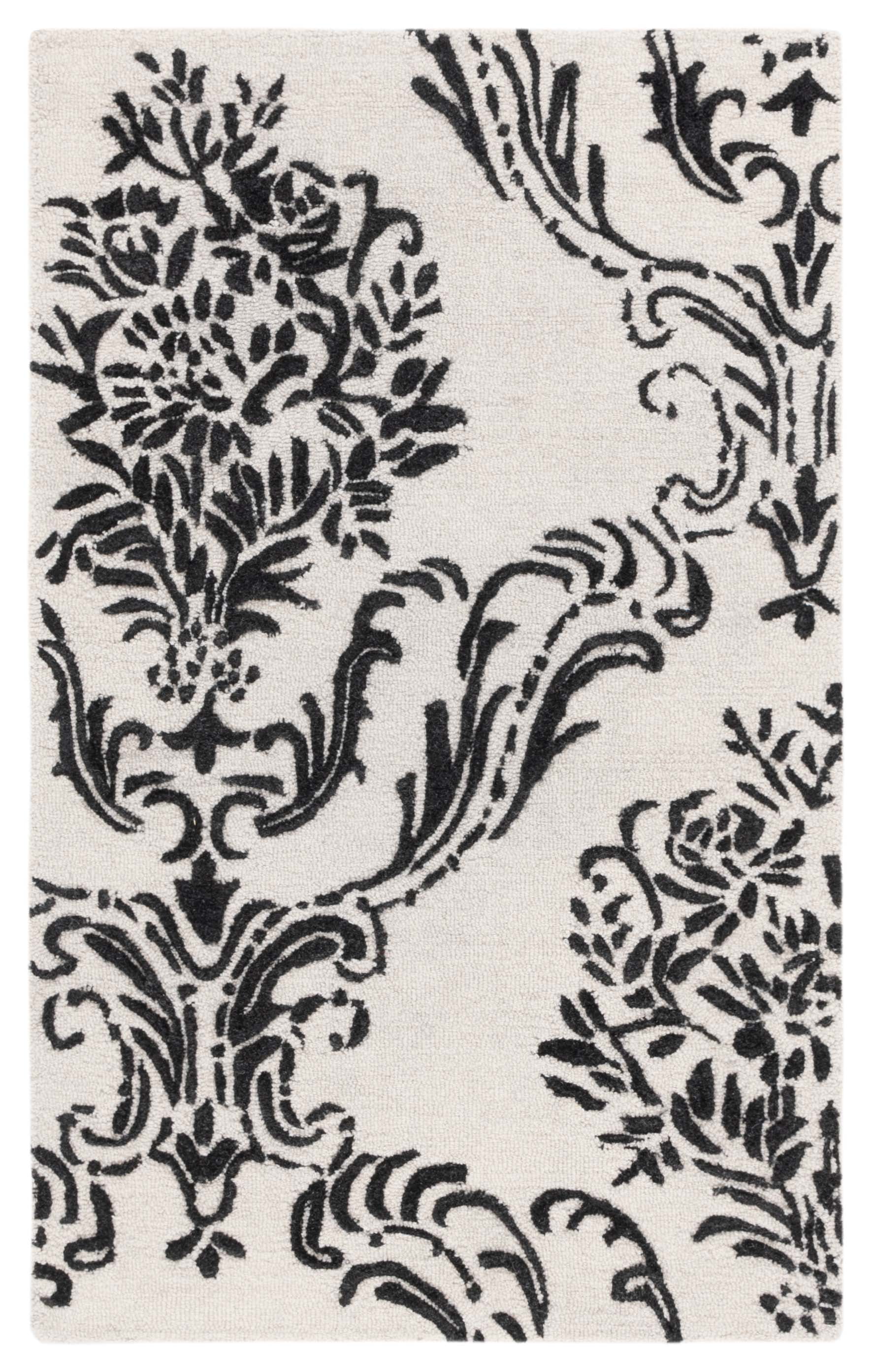 SAFAVIEH Jardin Salome Leaves Area Rug, Ivory/Black, 3' x 5'