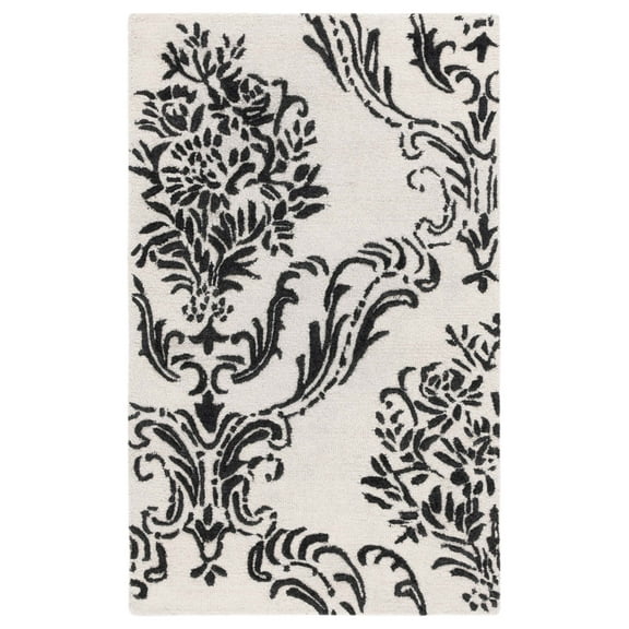 SAFAVIEH Jardin Salome Leaves Area Rug, Ivory/Black, 3' x 5'