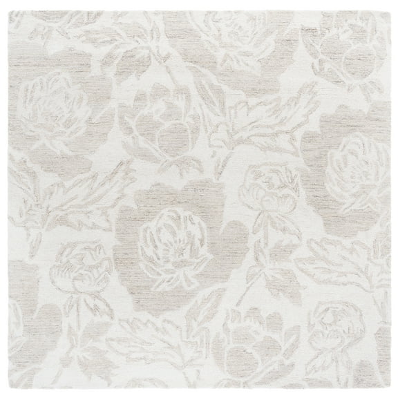 SAFAVIEH Jardin Tatjana Floral Area Rug, Ivory/Beige, 6' x 6' Square