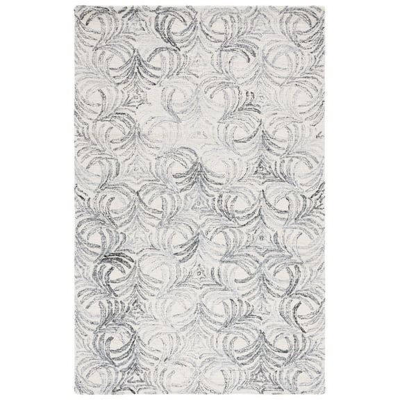 SAFAVIEH Jardin Thaddeus Leaves Area Rug, Ivory/Grey, 5' x 8'