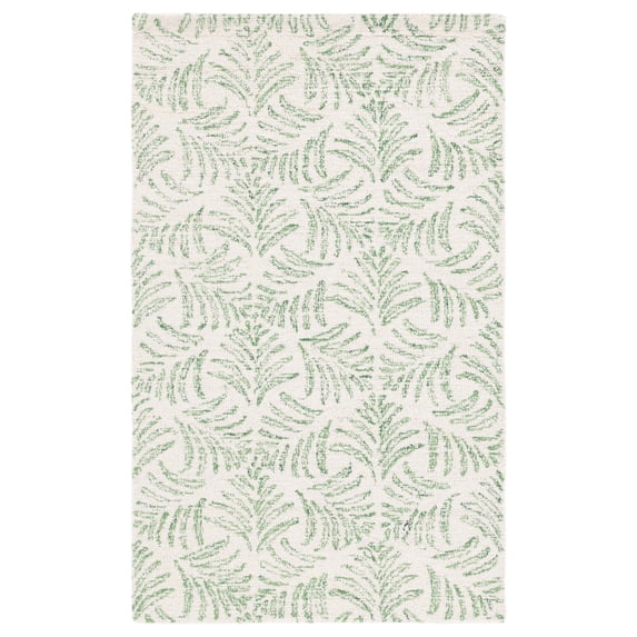 SAFAVIEH Jardin Thaddeus Leaves Area Rug, Ivory/Green, 4' x 6'
