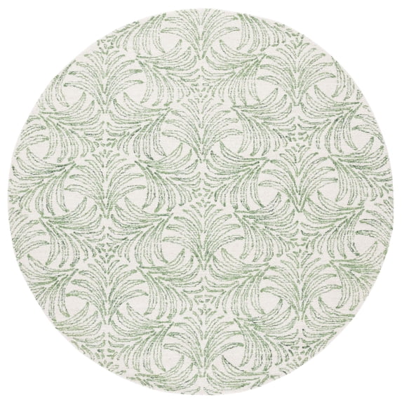 SAFAVIEH Jardin Thaddeus Leaves Area Rug, Ivory/Green, 6' x 6' Round