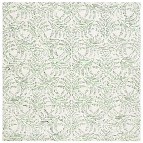 SAFAVIEH Jardin Thaddeus Leaves Area Rug, Ivory/Green, 6' x 6' Square