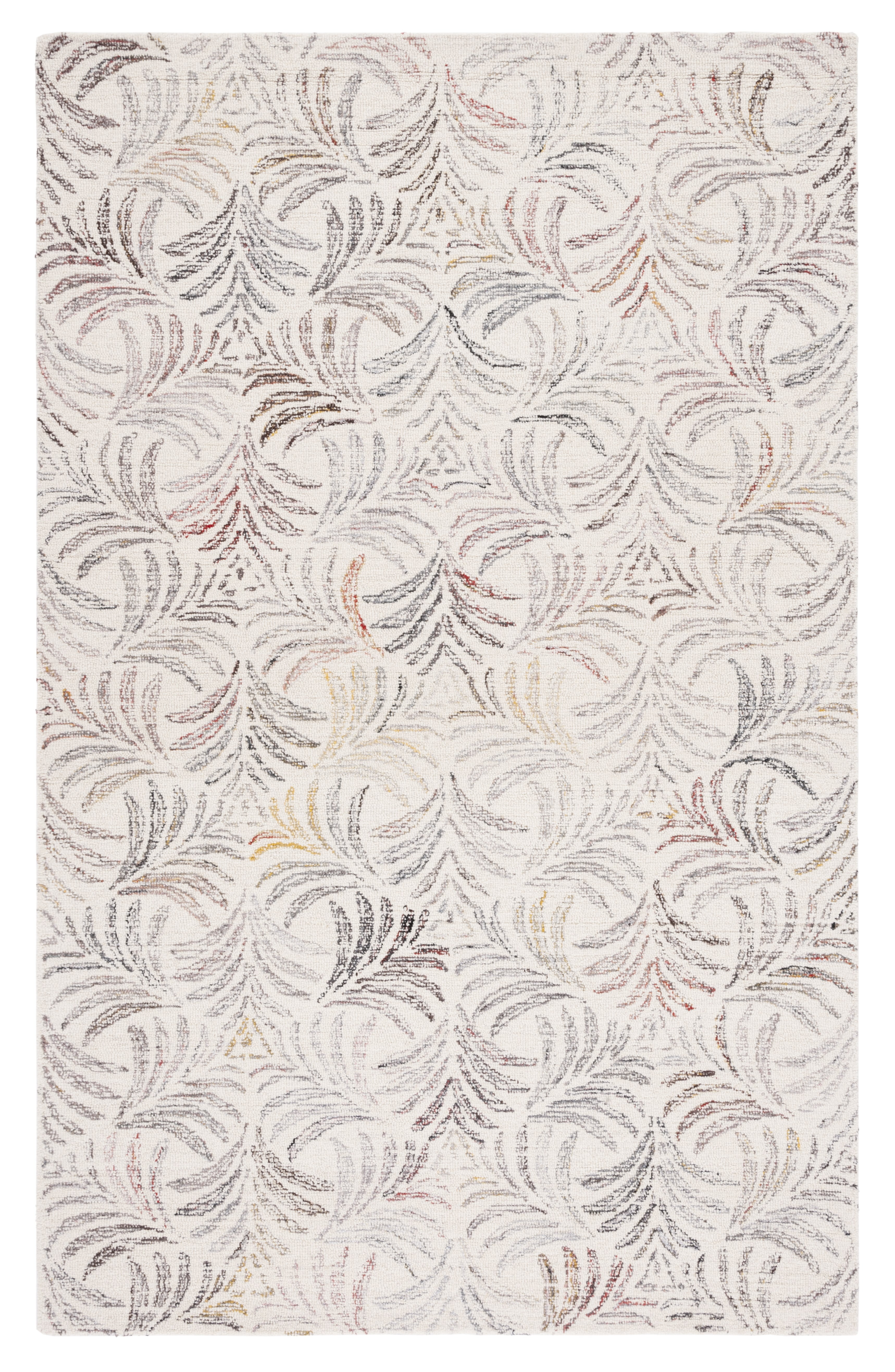 Ivory and Red Floral Hand-Tufted Wool Area Rug