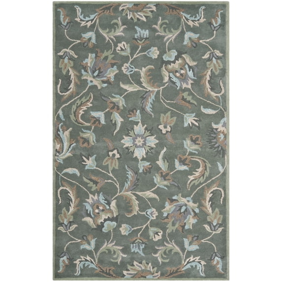 SAFAVIEH Jardin Tiphanie Floral Wool Area Rug, Grey/Multi, 6' x 9'