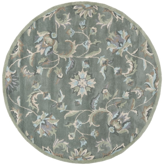 SAFAVIEH Jardin Tiphanie Floral Wool Area Rug, Grey/Multi, 8' x 8' Round