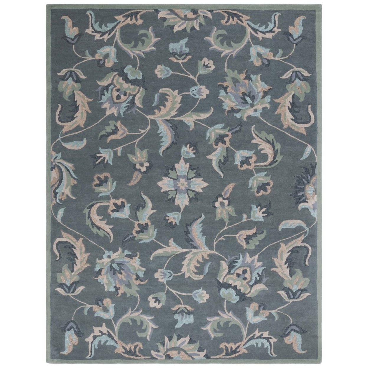 Handmade Gray Floral Wool Runner Rug, 2'3" x 6'