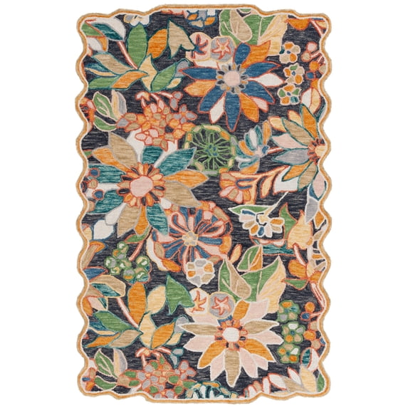 SAFAVIEH Jardin Willis Floral Area Rug, Black/Green, 4' x 6'