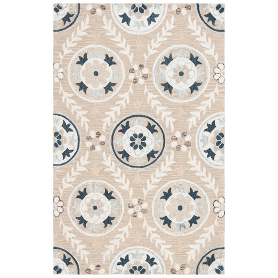 SAFAVIEH Jardin Willoughby Floral Area Rug, Beige/Ivory, 4' x 6'