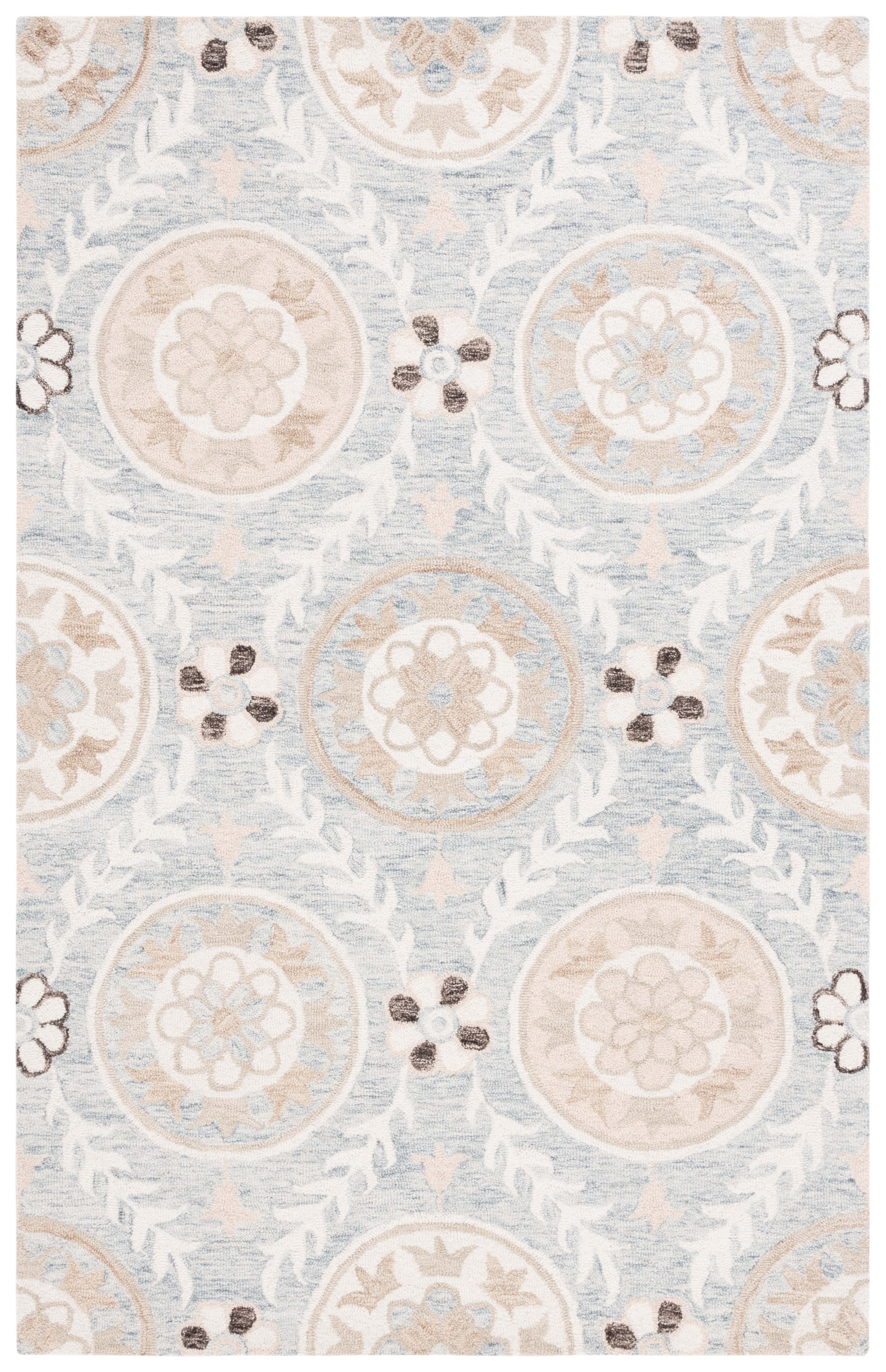 SAFAVIEH Jardin Willoughby Floral Area Rug, Light Gray/Ivory, 4' x 6'