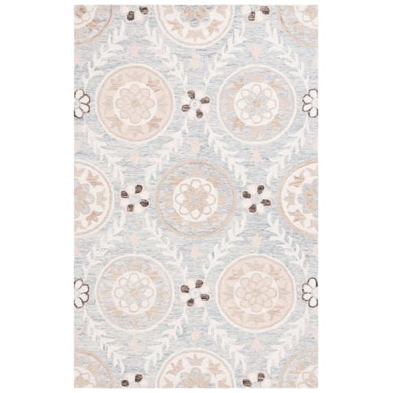 SAFAVIEH Jardin Willoughby Floral Area Rug, Light Gray/Ivory, 8' x 10'