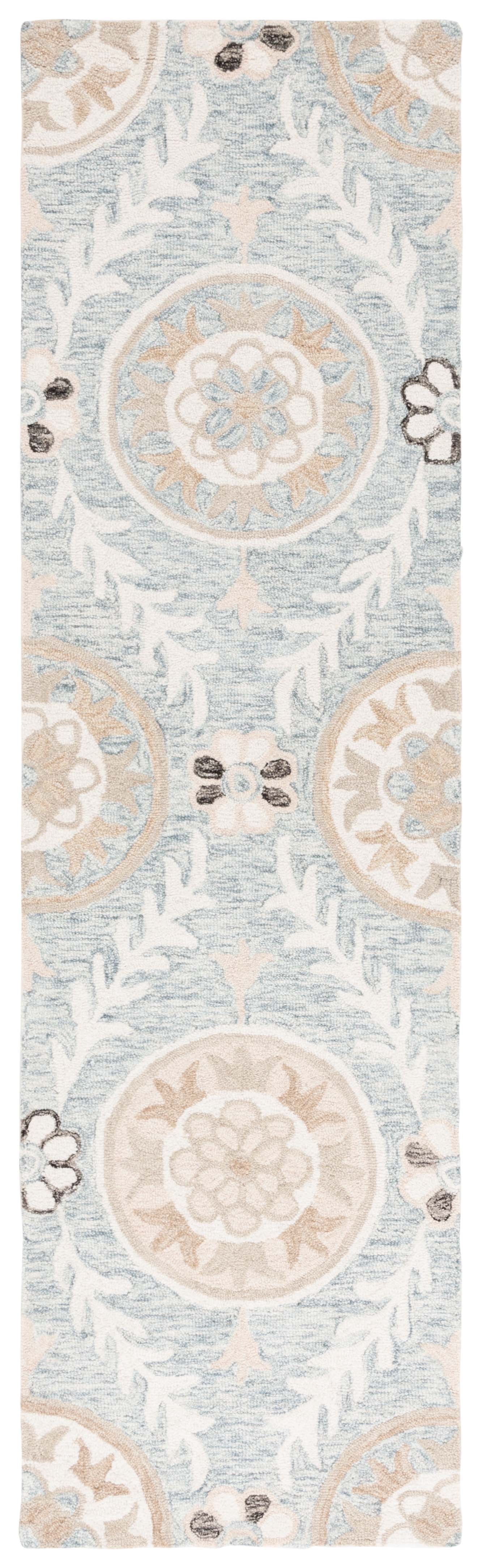 SAFAVIEH Jardin Willoughby Floral Runner Rug, Light Gray/Ivory, 2'3" x 8'