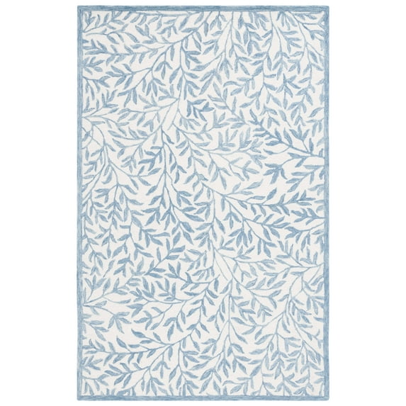 SAFAVIEH Jardin Zahara Floral Area Rug, Ivory/Blue, 4' x 6'