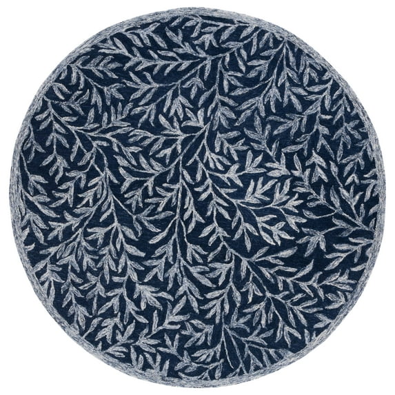 SAFAVIEH Jardin Zahara Floral Area Rug, Navy/Ivory, 6' x 6' Round