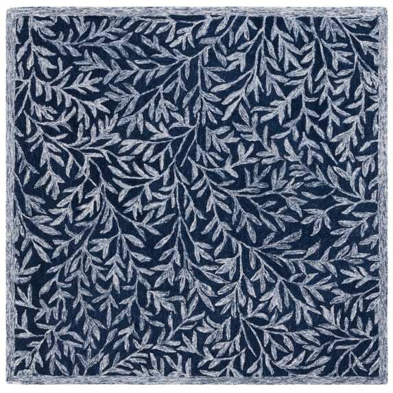 SAFAVIEH Jardin Zahara Floral Area Rug, Navy/Ivory, 6' x 6' Square