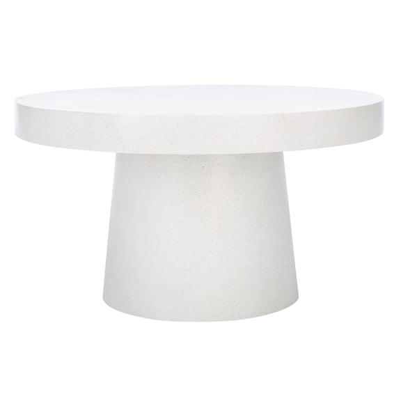 SAFAVIEH Jaria Solid Paper Mache Round Coffee Table, White Terrazzo