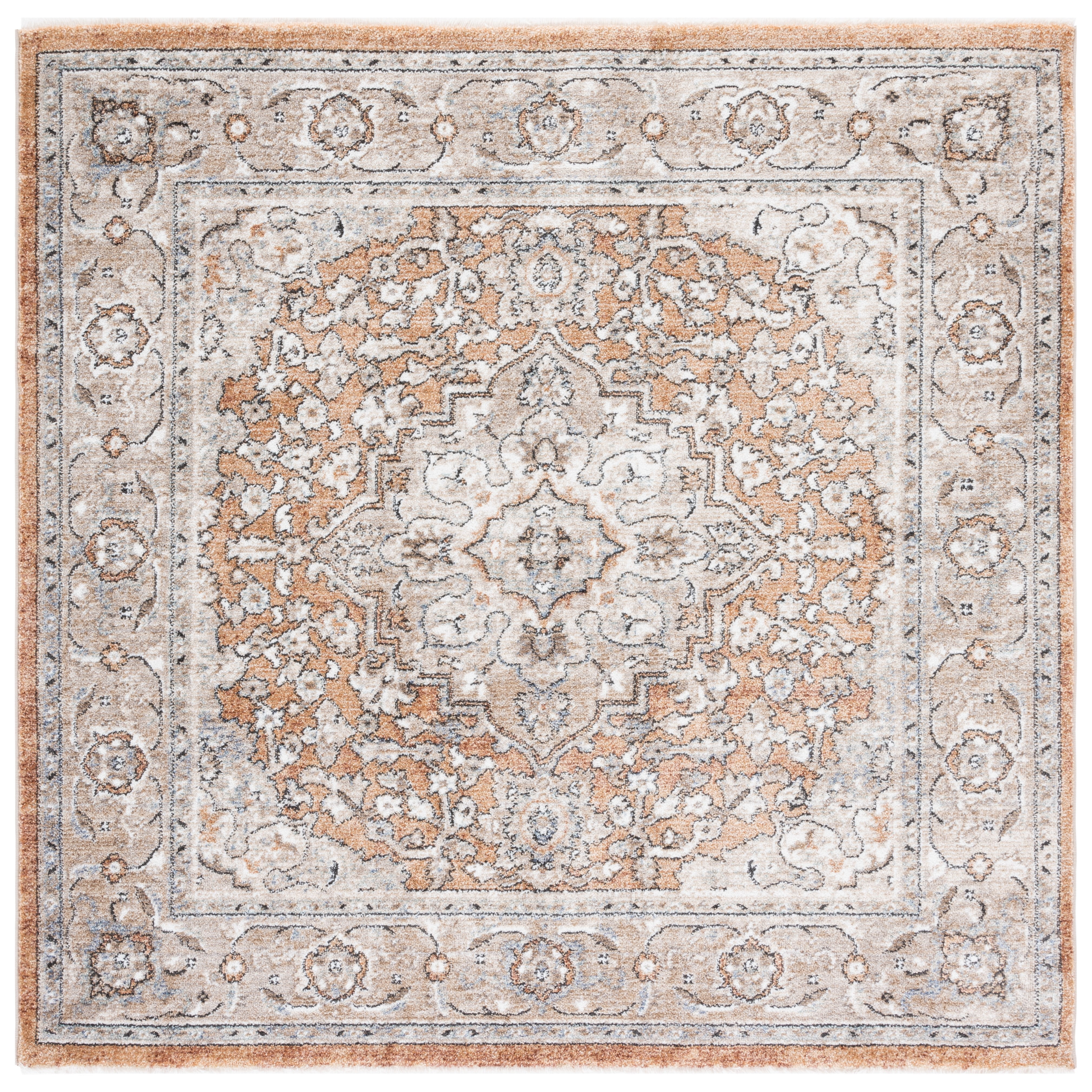 Elegant Gray Square Synthetic Hand-Knotted Area Rug - 5'3"