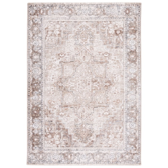SAFAVIEH Jasmine Desi Abstract Area Rug, Ivory/Beige, 5'3" x 5'3" Square