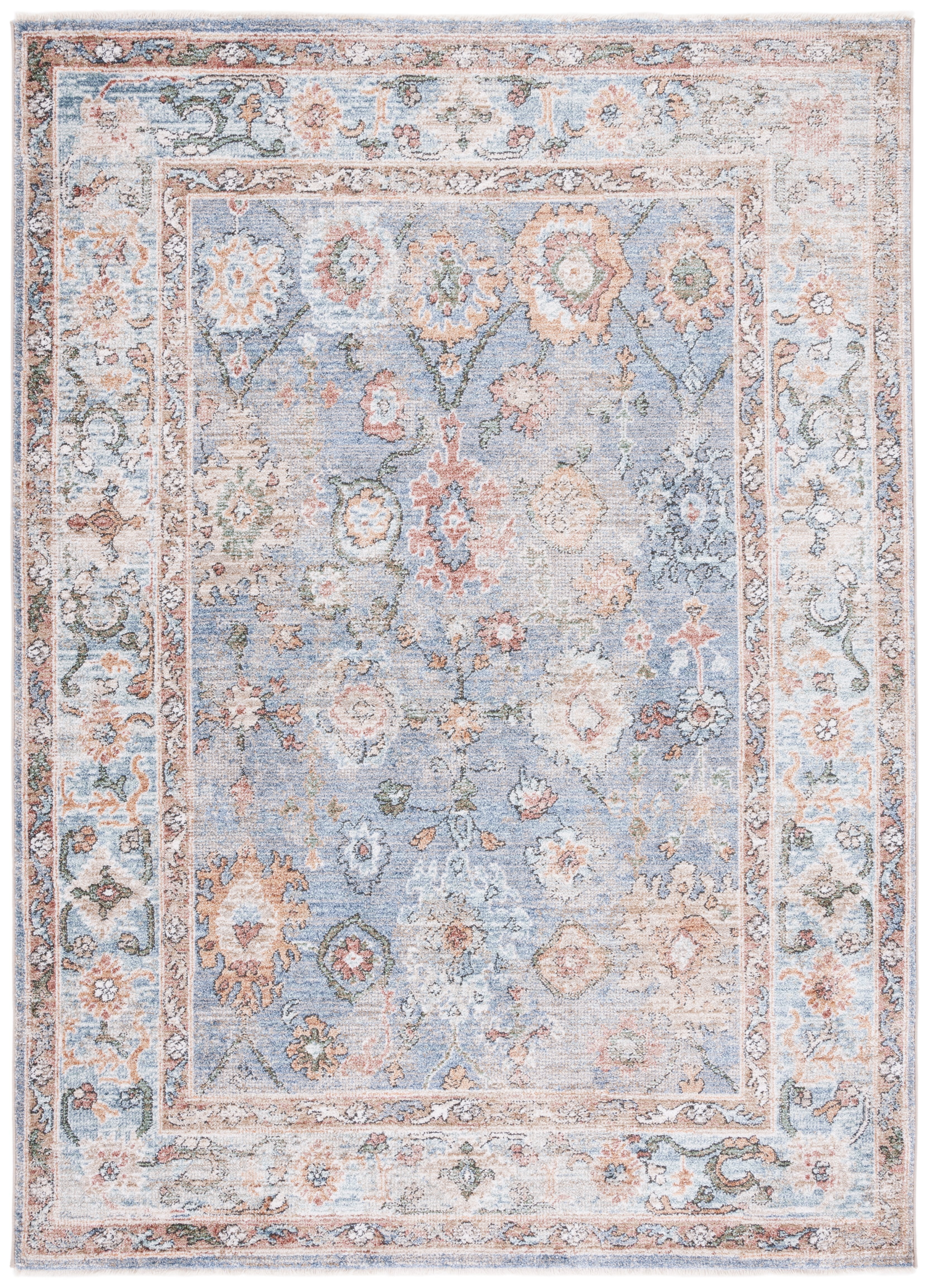 Hand-Knotted Blue and Gold Synthetic Rectangular Area Rug