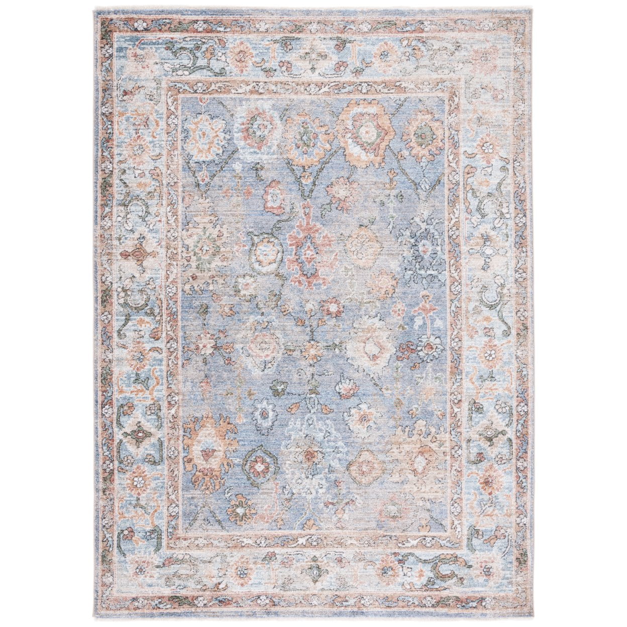 Jasmine Blue & Gold Synthetic 9' x 12' Traditional Area Rug