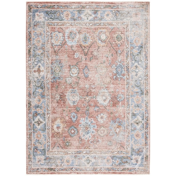 SAFAVIEH Jasmine Ellie Floral Area Rug, Rust/Blue, 5'3" x 7'7"