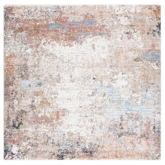 SAFAVIEH Jasmine Gary Abstract Area Rug, Beige/Light Blue, 5'3" x 5'3" Square