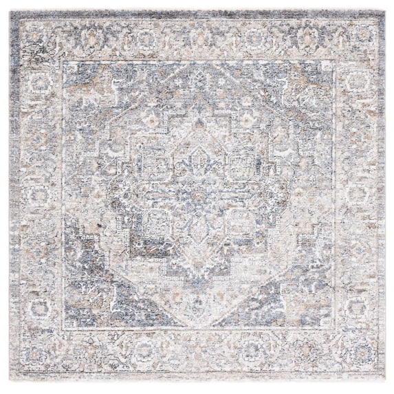 SAFAVIEH Jasmine Marilou Geometric Area Rug, Grey/Blue, 5'3" x 5'3" Square