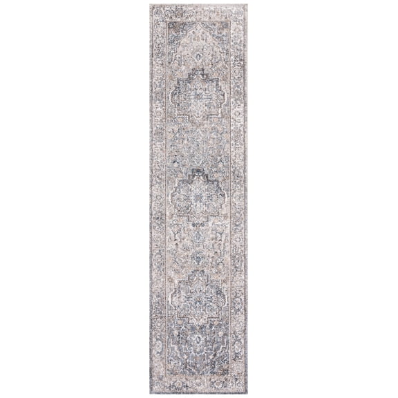 SAFAVIEH Jasmine Marilou Geometric Runner Rug, Grey/Blue, 2'2" x 9'