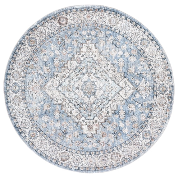 SAFAVIEH Jasmine Martha Floral Area Rug, Blue/Grey, 5'3" x 5'3" Round