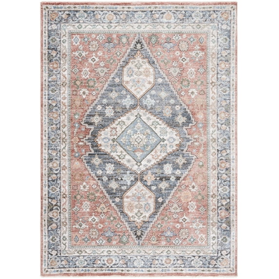 SAFAVIEH Jasmine Oswin Geometric Area Rug, Rust/Navy, 5'3" x 7'7"