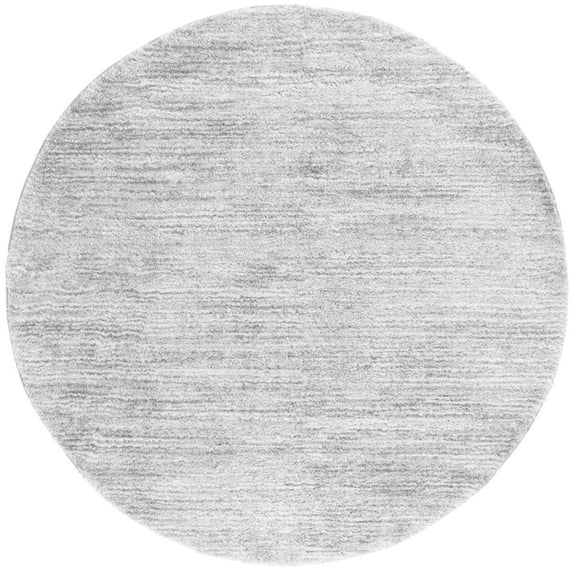 SAFAVIEH Jasmine Sashka Solid Polyester Shag Area Rug, Grey/Ivory, 6'7" x 6'7" Round