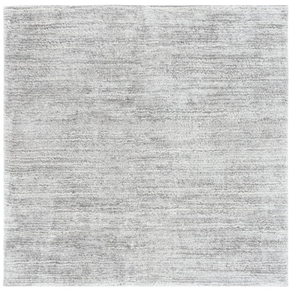 SAFAVIEH Jasmine Sashka Solid Polyester Shag Area Rug, Grey/Ivory, 6'7" x 6'7" Square