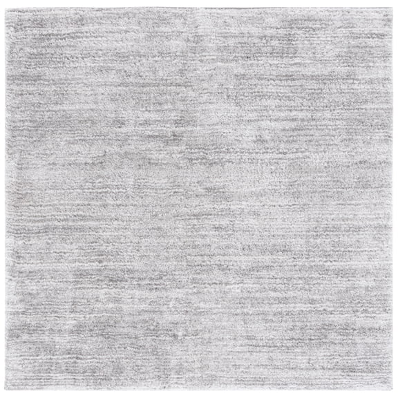 SAFAVIEH Jasmine Sashka Solid Polyester Shag Area Rug, Grey/Ivory, 6'7" x 6'7" Square