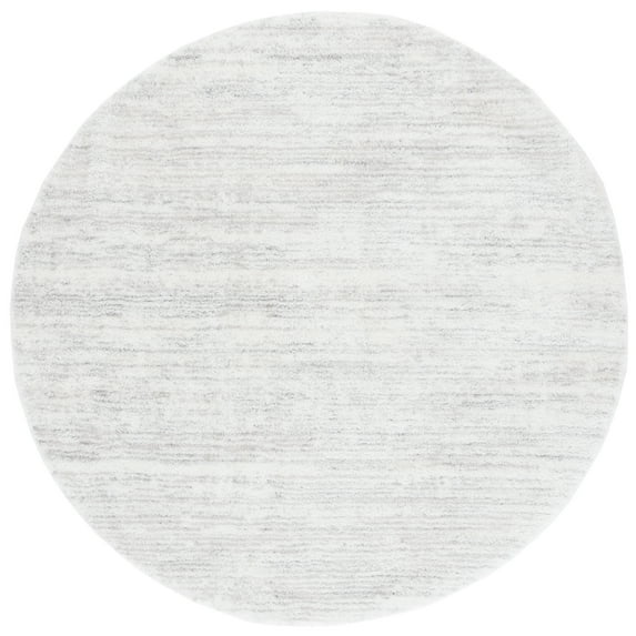 SAFAVIEH Jasmine Sashka Solid Polyester Shag Area Rug, Ivory/Light Grey, 6'7" x 6'7" Round