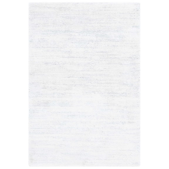 SAFAVIEH Jasmine Sashka Solid Polyester Shag Area Rug, Ivory/Light Grey, 8' x 10'
