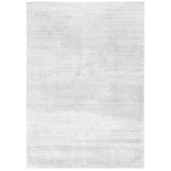 SAFAVIEH Jasmine Sashka Solid Polyester Shag Area Rug, Light Grey/Ivory, 4' x 6'
