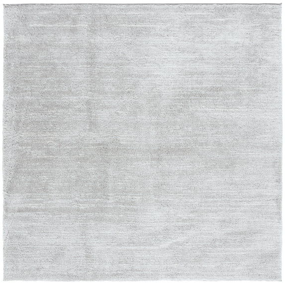 SAFAVIEH Jasmine Sashka Solid Polyester Shag Area Rug, Light Grey/Ivory, 6'7" x 6'7" Square