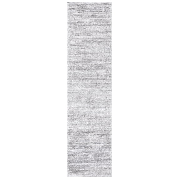 SAFAVIEH Jasmine Sashka Solid Polyester Shag Runner Rug, Grey/Ivory, 2' x 8'