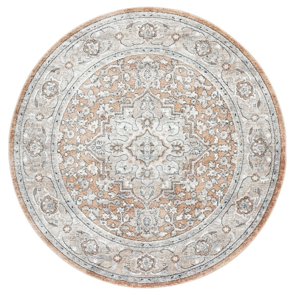 SAFAVIEH Jasmine Vasiliki Floral Area Rug, Gold/Grey, 5'3" x 5'3" Round