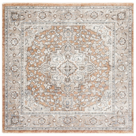 SAFAVIEH Jasmine Vasiliki Floral Area Rug, Gold/Grey, 5'3" x 5'3" Square