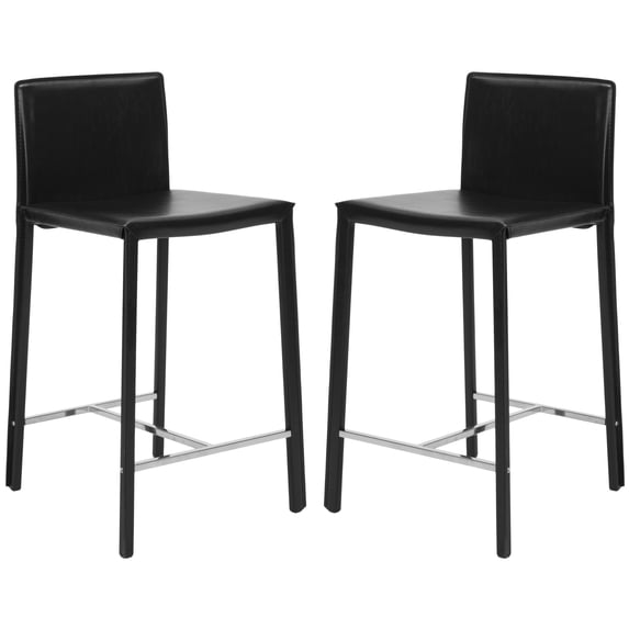 SAFAVIEH Jason Square Mid Back Counter Stool, Black (Set of 2)