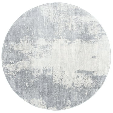 SAFAVIEH Jasper Alvina Abstract Area Rug, Light Grey/Ivory, 5' x 5' Round