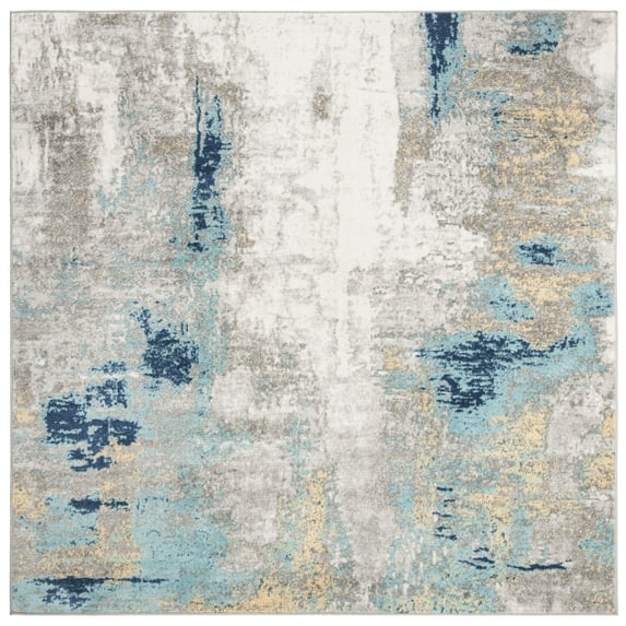 SAFAVIEH Jasper Alvina Abstract Overdyed Area Rug, Grey/Gold, 3' x 3' Square