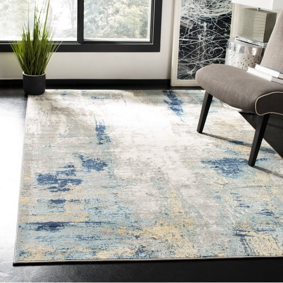 SAFAVIEH Jasper Alvina Abstract Overdyed Area Rug, Grey/Gold, 8' x 10'