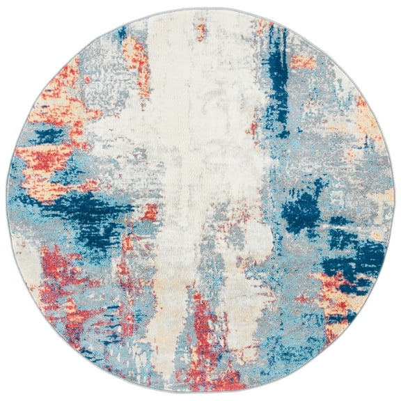 SAFAVIEH Jasper Alvina Abstract Overdyed Area Rug, Grey/Red, 3' x 3' Round