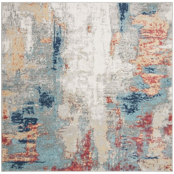 SAFAVIEH Jasper Alvina Abstract Overdyed Area Rug, Grey/Red, 3' x 3' Square