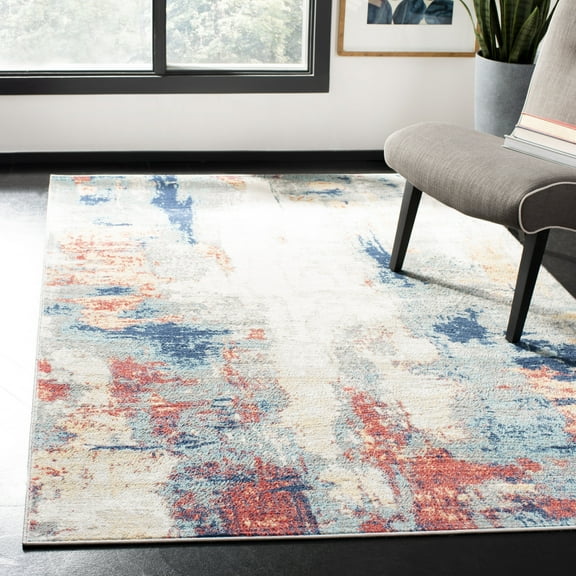 SAFAVIEH Jasper Alvina Abstract Overdyed Area Rug, Grey/Red, 5'3" x 7'6"