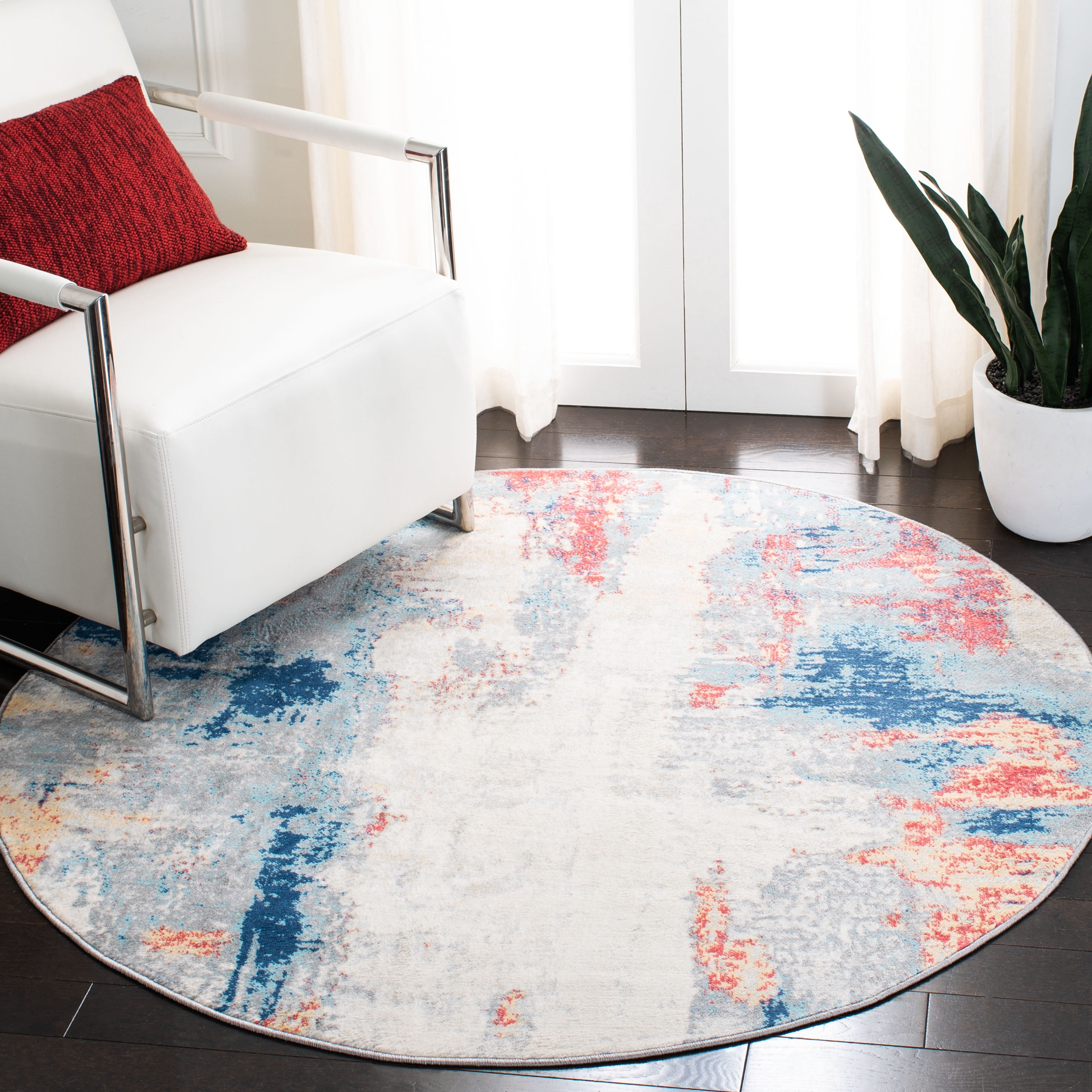 Safavieh Jasper Alvina Abstract Area Rug, Gray/Red, 5' x 5' Round