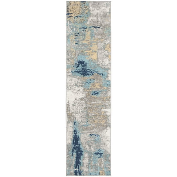 SAFAVIEH Jasper Alvina Abstract Overdyed Runner Rug, Grey/Gold, 2' x 22'