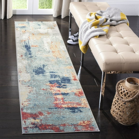SAFAVIEH Jasper Alvina Abstract Overdyed Runner Rug, Grey/Red, 2' x 6'